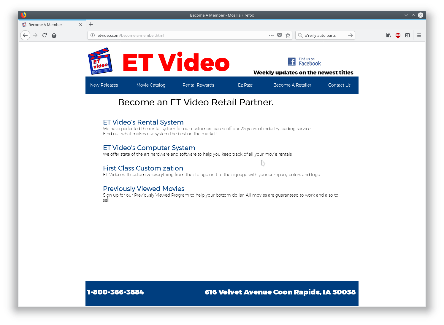 ET Video retailer page