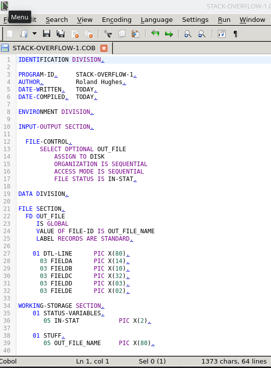 notepadqq COBOL image
