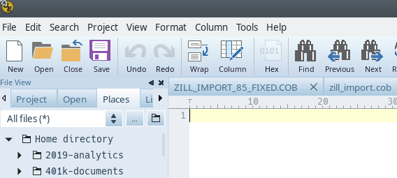 empty file with cursor in first position image