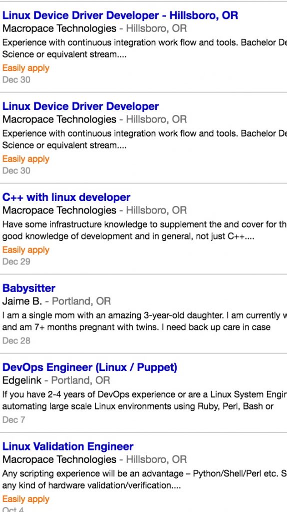 Job listings
