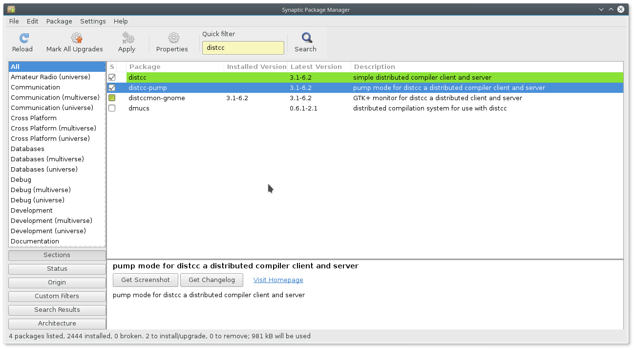 distcc synaptic install image